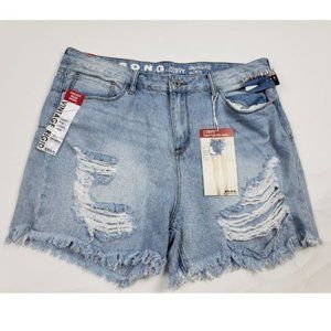 S.O.N.G Curvy Super High Rise Distressed Shorts